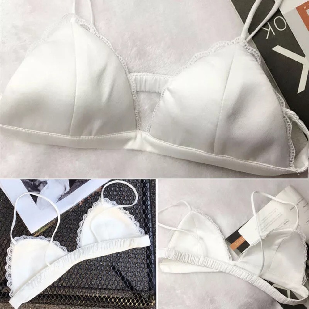 White lace bralette triangle strappy